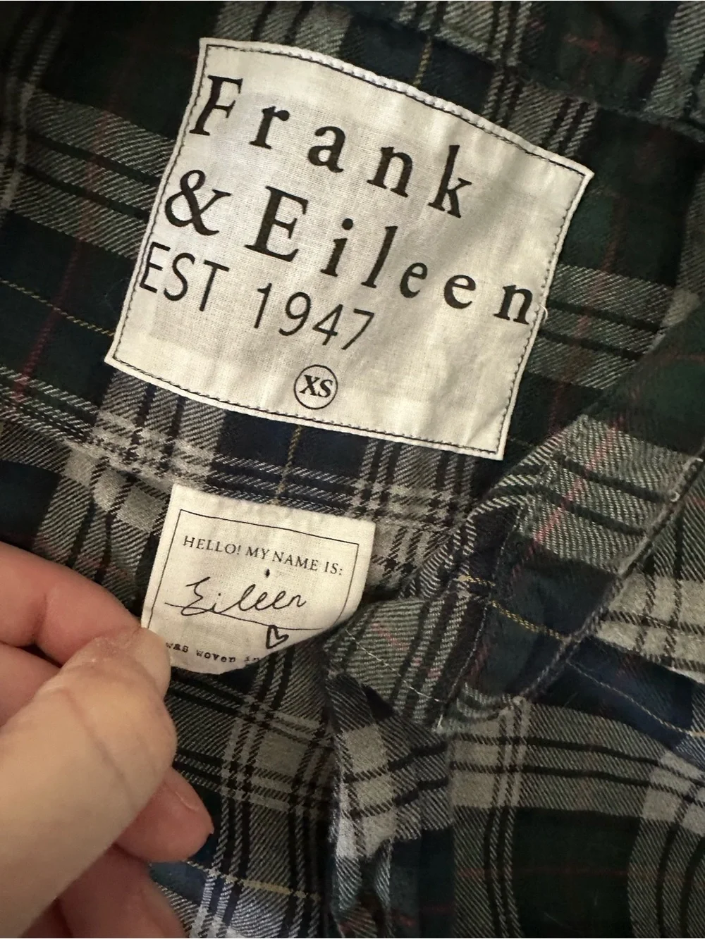 Frank & Eileen Women’s Eileen Relaxed Blue and Green Plaid Button-Up Shirt